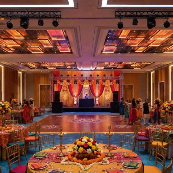 Grand ballroom Indian wedding Sangeet reception at Mövenpick Resort Cam Ranh, Vietnam